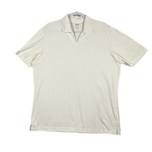 Uniqlo Mens Polo Large WHite Dry Cool To Touch‎ Short Sleeve